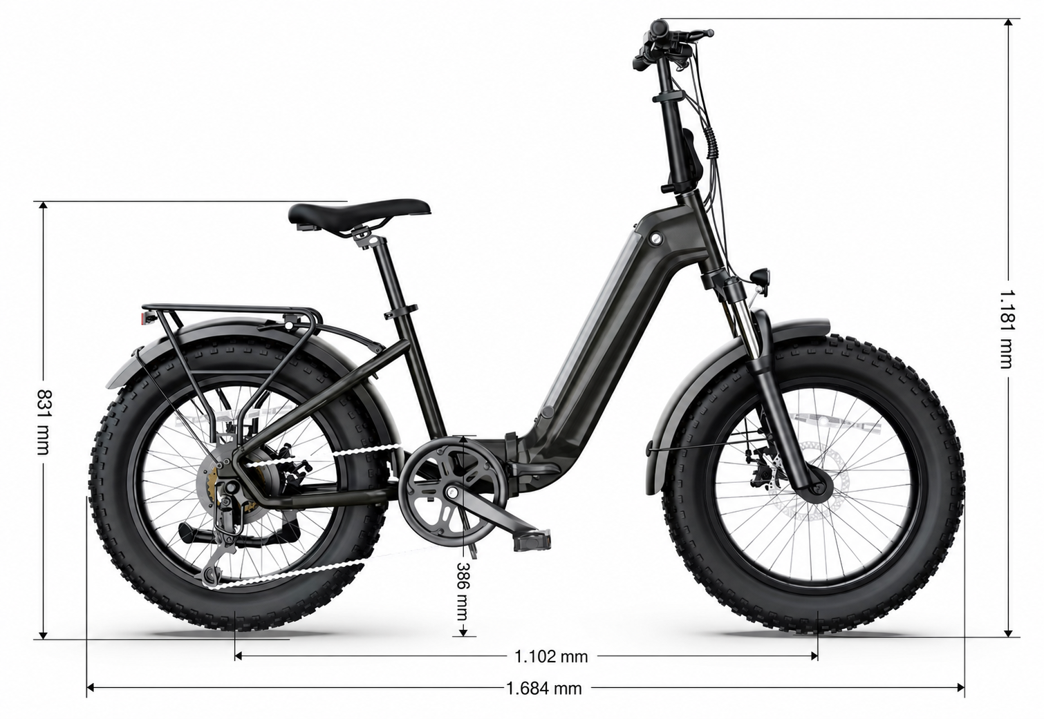 Abmessungen des eRides Hove CargoBike in Millimetern